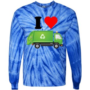 I Love Garbage Truck Lover Recycling Heart Valentines Day Funny Gift Tie-Dye Long Sleeve Shirt