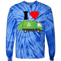 I Love Garbage Truck Lover Recycling Heart Valentines Day Funny Gift Tie-Dye Long Sleeve Shirt