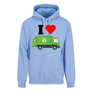 I Love Garbage Truck Lover Recycling Heart Valentines Day Funny Gift Unisex Surf Hoodie