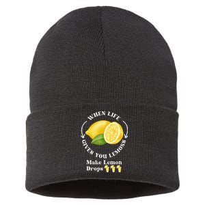 If Life Gives You Lemons Make Lemon Drops Funny Sustainable Knit Beanie