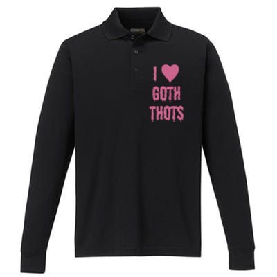 I Love Goth Thots Performance Long Sleeve Polo