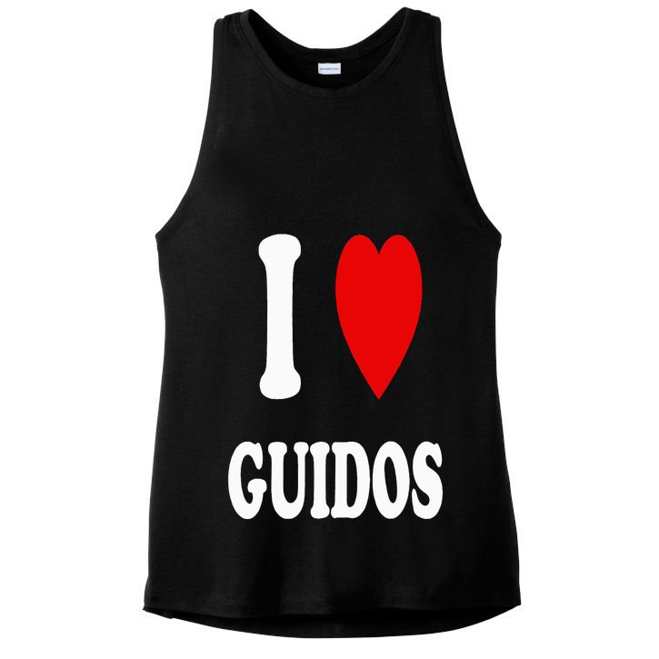 I Love Guidos Funny Italian American quote Ladies PosiCharge Tri-Blend Wicking Tank