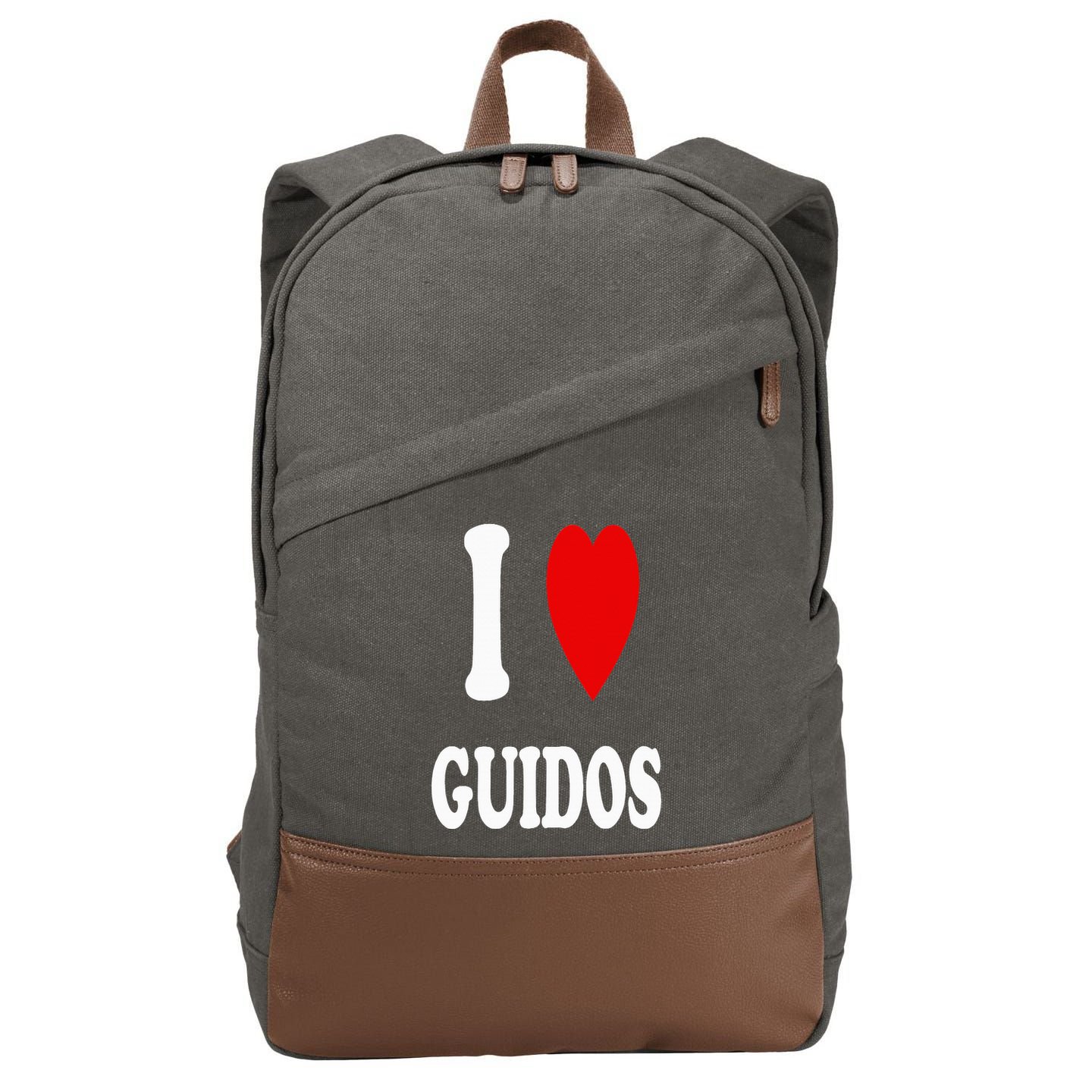 I Love Guidos Funny Italian American quote Cotton Canvas Backpack