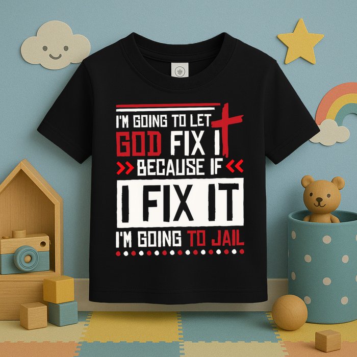 I Let God Fix It Because If I Fix It I'm Going To Jail Retro Toddler T-Shirt