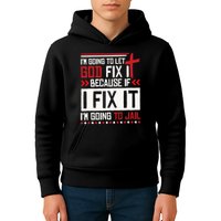 I Let God Fix It Because If I Fix It I'm Going To Jail Retro Kids Hoodie
