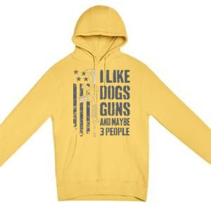 I Like Guns Dogs And Maybe 3 People Funny Dog Lover Gun Premium Pullover Hoodie