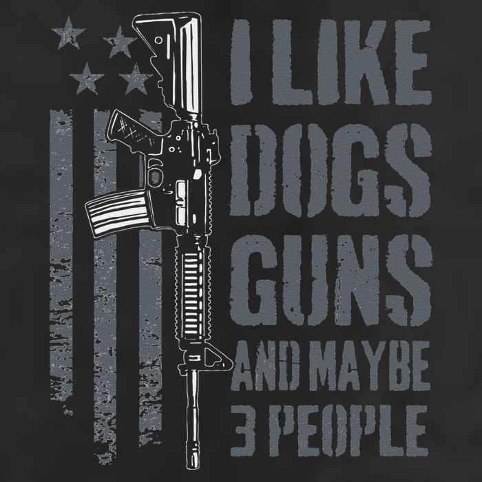 I Like Guns Dogs And Maybe 3 People Funny Dog Lover Gun 7 Panel Mesh Trucker Snapback Hat