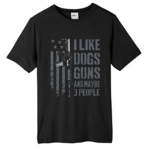 I Like Guns Dogs And Maybe 3 People Funny Dog Lover Gun Tall Fusion ChromaSoft Performance T-Shirt