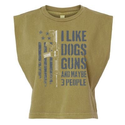 I Like Guns Dogs And Maybe 3 People Funny Dog Lover Gun Garment-Dyed Women's Muscle Tee