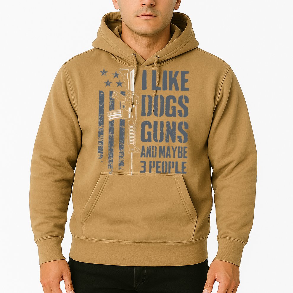 I Like Guns Dogs And Maybe 3 People Funny Dog Lover Gun Hoodie