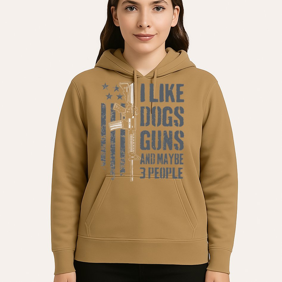 I Like Guns Dogs And Maybe 3 People Funny Dog Lover Gun Hoodie