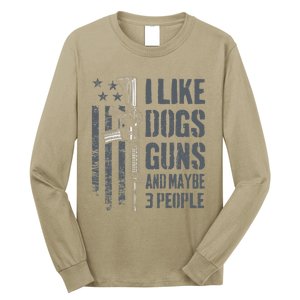 I Like Guns Dogs And Maybe 3 People Funny Dog Lover Gun Long Sleeve Shirt