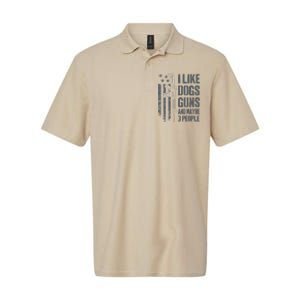 I Like Guns Dogs And Maybe 3 People Funny Dog Lover Gun Softstyle Adult Sport Polo