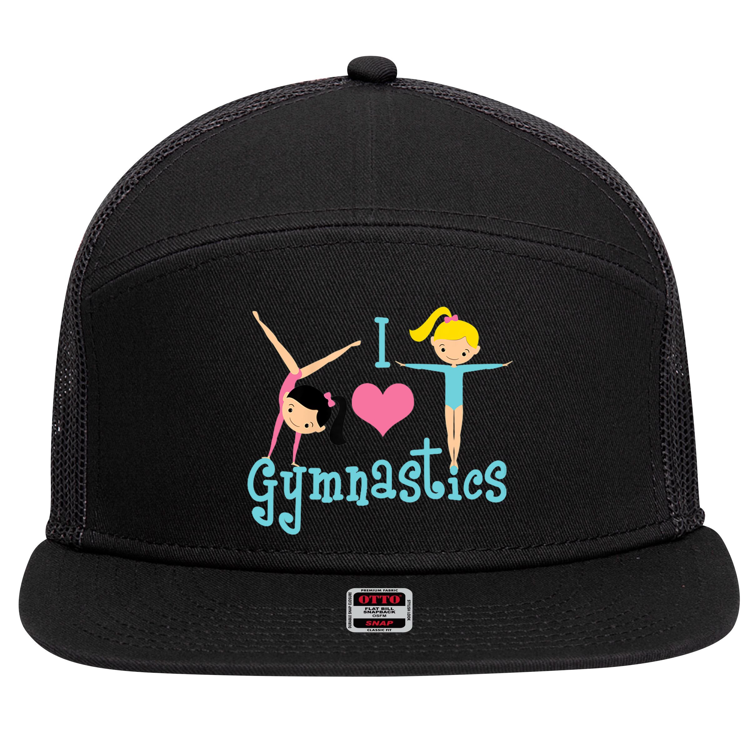 I Love Gymnastics TShirt 7 Panel Mesh Trucker Snapback Hat