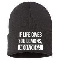 If Life Gives You Lemons Add Vodka Funny Sustainable Knit Beanie