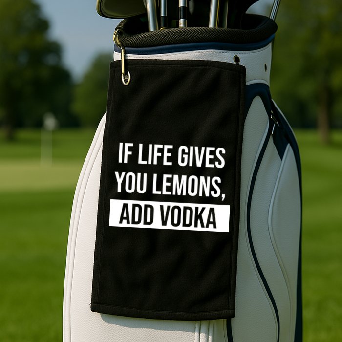 If Life Gives You Lemons Add Vodka Funny Golf Towel