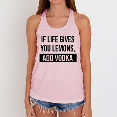 If Life Gives You Lemons Add Vodka Funny Women's Knotted Racerback Tank