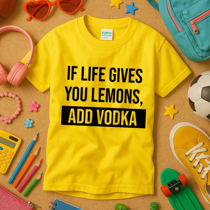 If Life Gives You Lemons Add Vodka Funny Kids T-Shirt