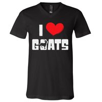 I Love Goats Heart Capricorn Goat Farmer Funny V-Neck T-Shirt