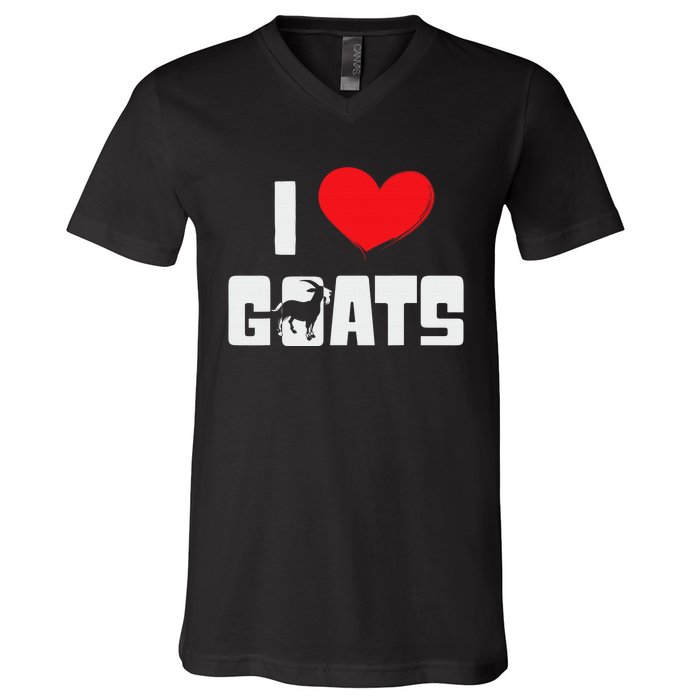 I Love Goats Heart Capricorn Goat Farmer Funny V-Neck T-Shirt