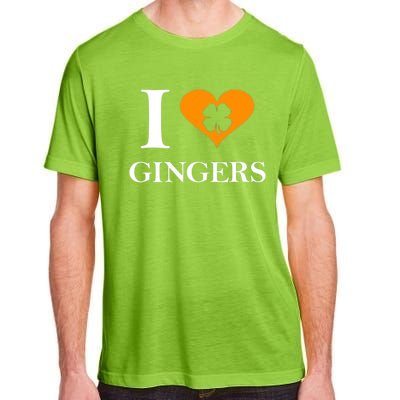 I Love Gingers Heart Shamrock Redhead Lover Adult ChromaSoft Performance T-Shirt