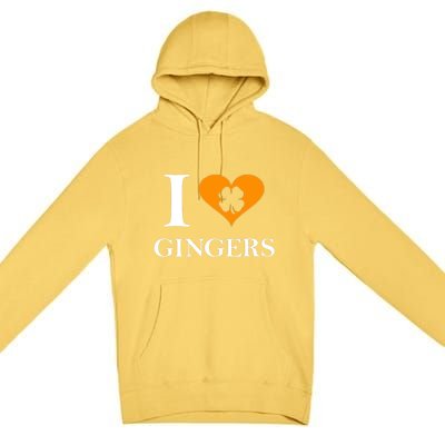 I Love Gingers Heart Shamrock Redhead Lover Premium Pullover Hoodie