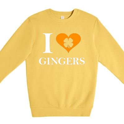 I Love Gingers Heart Shamrock Redhead Lover Premium Crewneck Sweatshirt