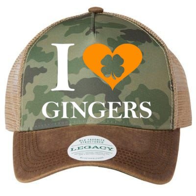 I Love Gingers Heart Shamrock Redhead Lover Legacy Tie Dye Trucker Hat
