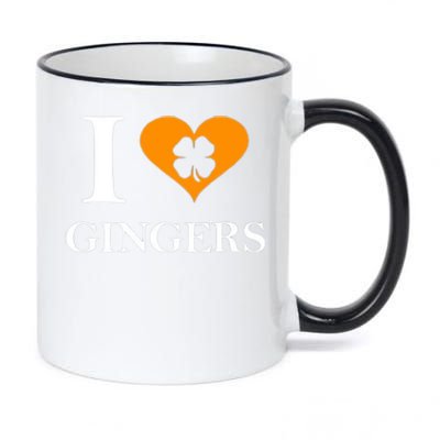 I Love Gingers Heart Shamrock Redhead Lover 11oz Black Color Changing Mug