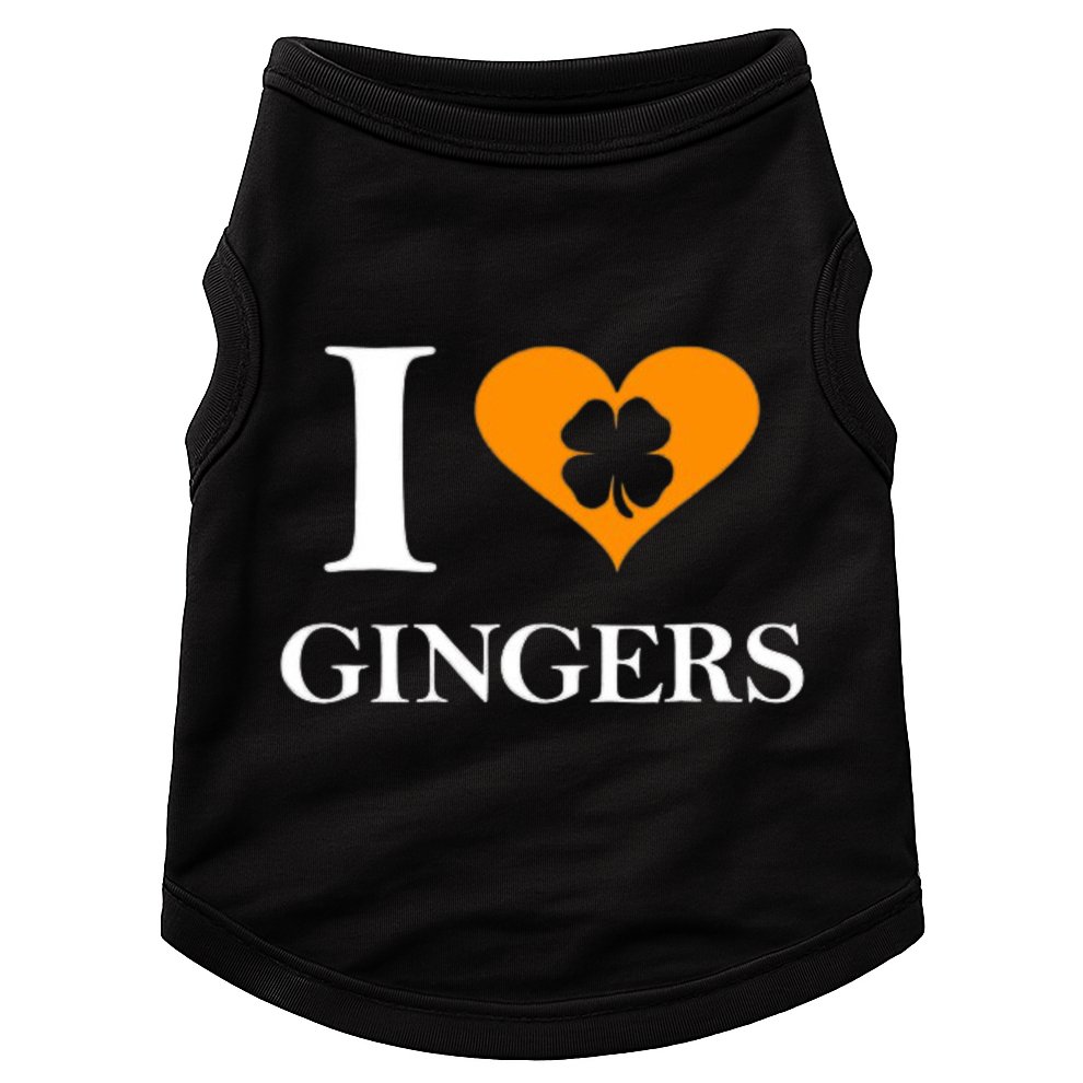 I Love Gingers Heart Shamrock Redhead Lover Doggie Tank