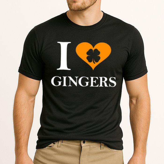 I Love Gingers Heart Shamrock Redhead Lover Cooling Performance Crew T-Shirt