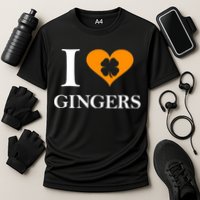 I Love Gingers Heart Shamrock Redhead Lover Cooling Performance Crew T-Shirt