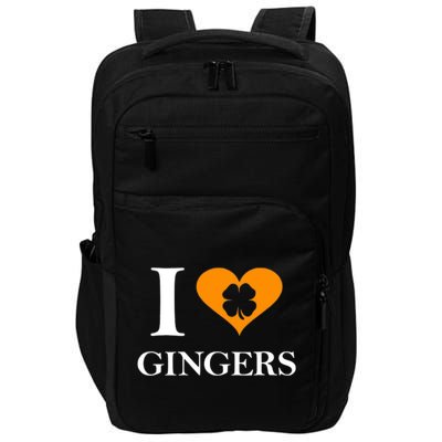 I Love Gingers Heart Shamrock Redhead Lover Impact Tech Backpack