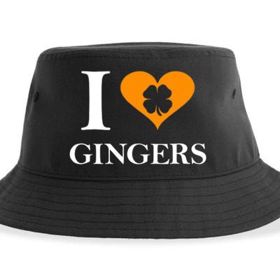 I Love Gingers Heart Shamrock Redhead Lover Sustainable Bucket Hat