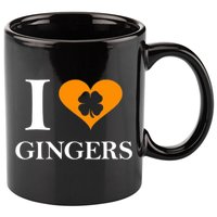 I Love Gingers Heart Shamrock Redhead Lover 11oz C Handle Ceramic Mug