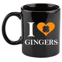 I Love Gingers Heart Shamrock Redhead Lover 11oz C Handle Ceramic Mug