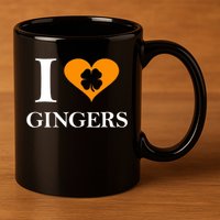 I Love Gingers Heart Shamrock Redhead Lover 11oz C Handle Ceramic Mug