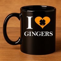 I Love Gingers Heart Shamrock Redhead Lover 11oz C Handle Ceramic Mug