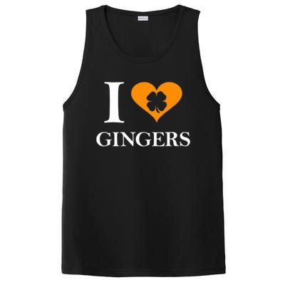 I Love Gingers Heart Shamrock Redhead Lover PosiCharge Competitor Tank