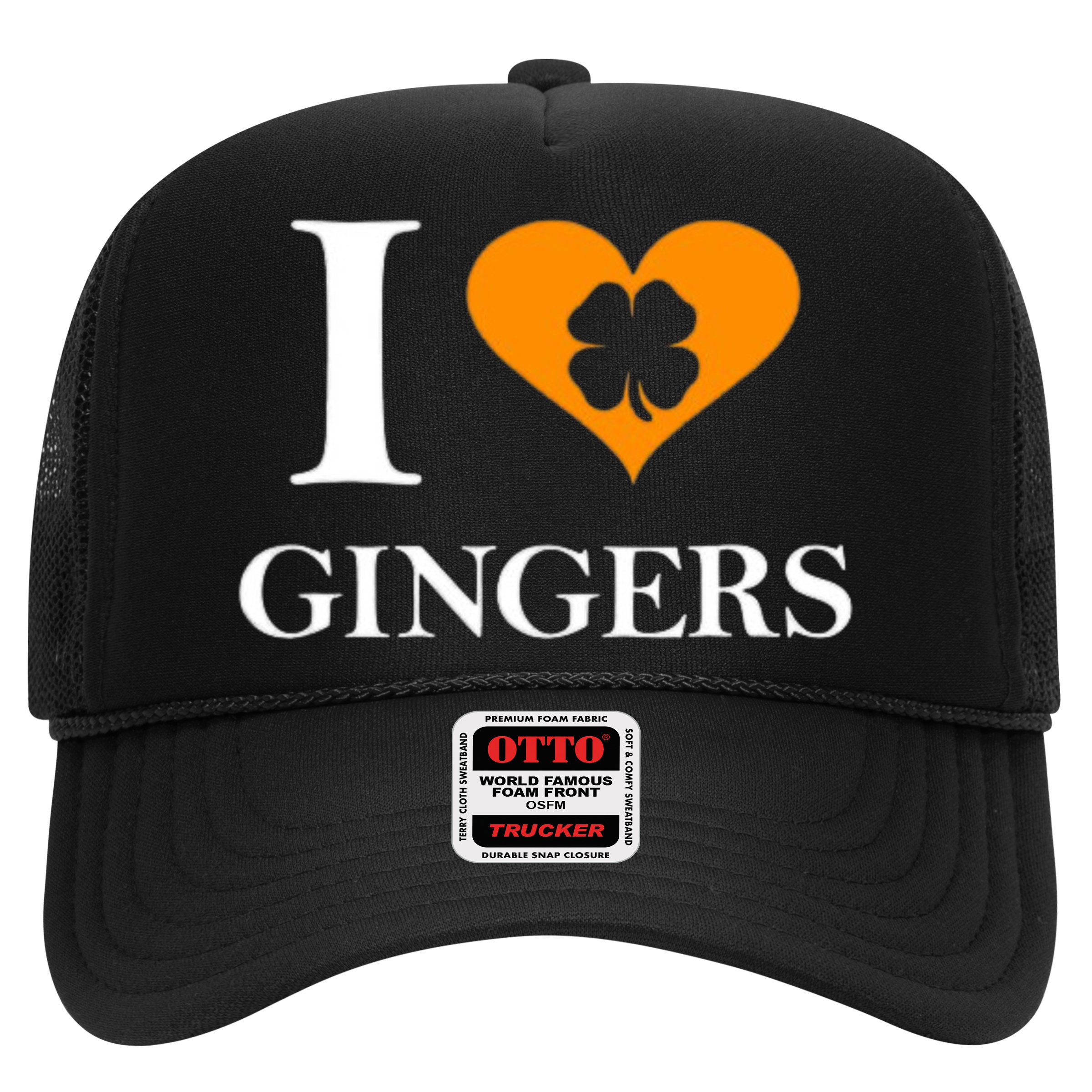 I Love Gingers Heart Shamrock Redhead Lover Hat