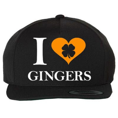 I Love Gingers Heart Shamrock Redhead Lover Wool Snapback Cap
