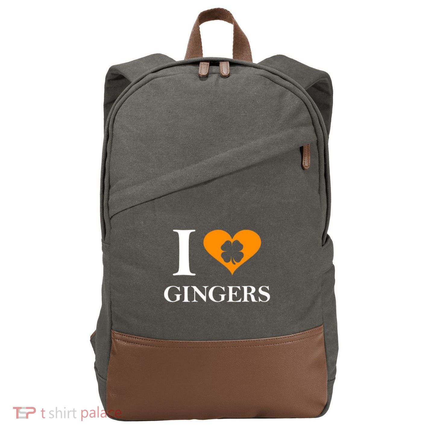 I Love Gingers Heart Shamrock Redhead Lover Cotton Canvas Backpack