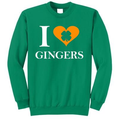 I Love Gingers Heart Shamrock Redhead Lover Sweatshirt