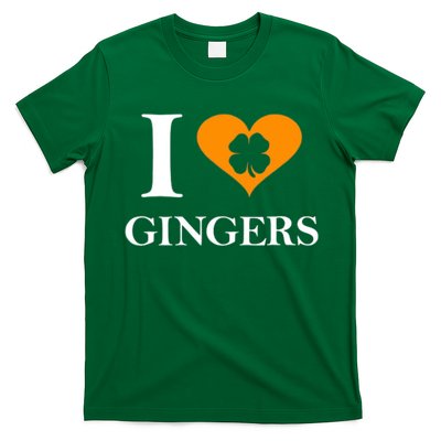 I Love Gingers Heart Shamrock Redhead Lover T-Shirt