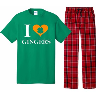 I Love Gingers Heart Shamrock Redhead Lover Pajama Set