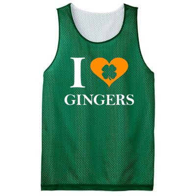 I Love Gingers Heart Shamrock Redhead Lover Mesh Reversible Basketball Jersey Tank