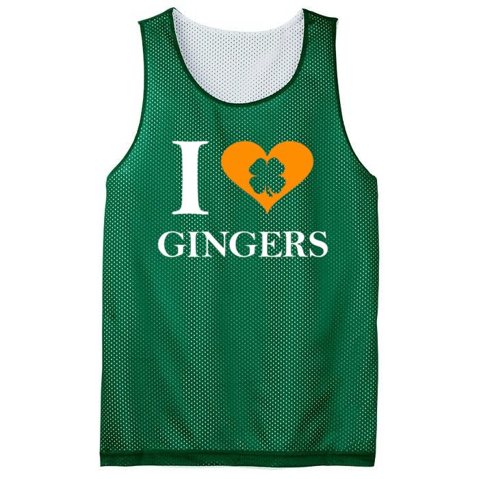 I Love Gingers Heart Shamrock Redhead Lover Mesh Reversible Basketball Jersey Tank