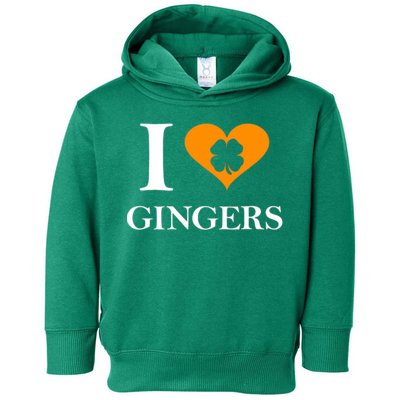 I Love Gingers Heart Shamrock Redhead Lover Toddler Hoodie