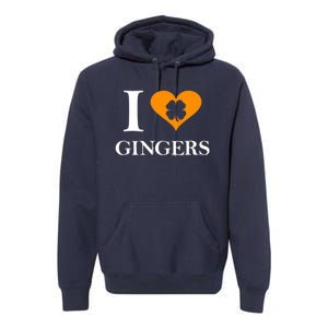 I Love Gingers Heart Shamrock Redhead Lover Premium Hoodie