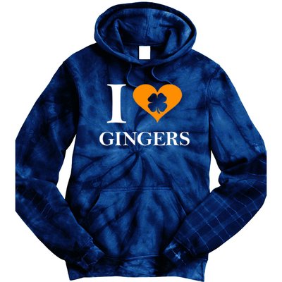 I Love Gingers Heart Shamrock Redhead Lover Tie Dye Hoodie